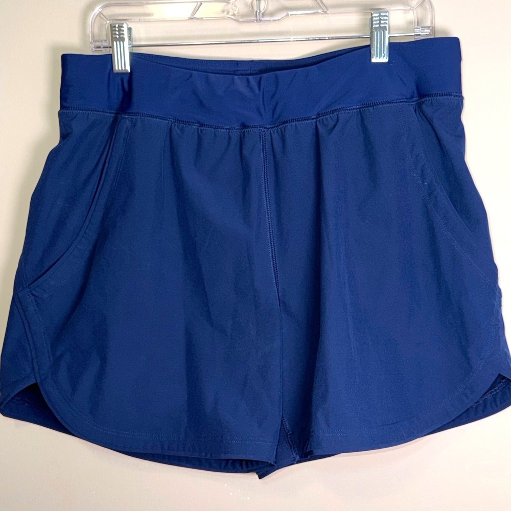 Lands' End Women's Sun Shade Board Shorts Navy Swim Golf Beach UPF Quick Dry 10